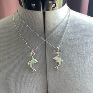 Silver Best Friends Dolphin Necklace Set